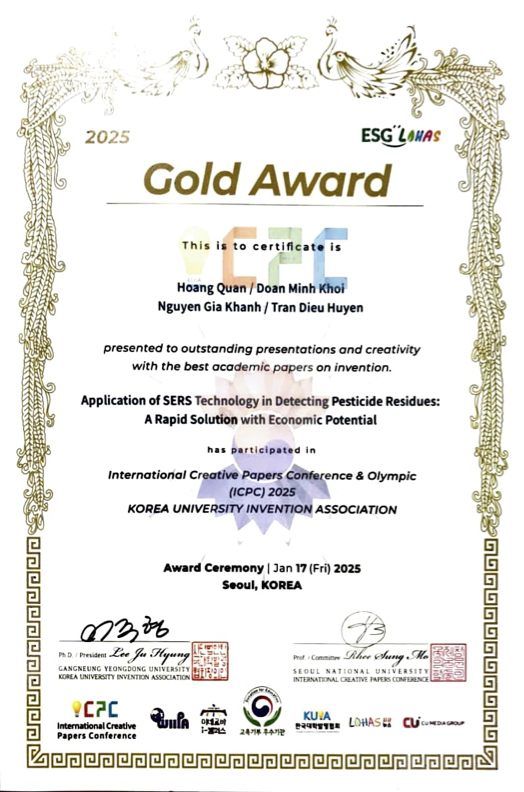 Certificate for Gold · International Creative Papers, 2025